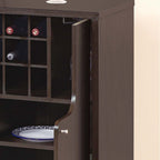 Wine Cabinet With Two Doors Removeable Wine Bottle Rack Metal Wine Glass Racks Four Shelves - Red Cocoa
