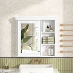 Wall Mounted Bathroom Medicine Cabinet With Mirror And Adjustable Storage With Soft Close Hinges
