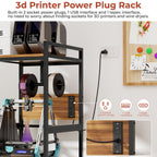 3D Printer Stand With Filament Storage, T-Type Holder, Built In Power Panelб Open Frame Printer Workstation - Black