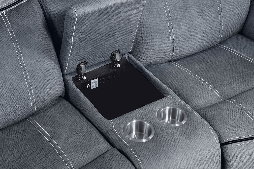 Zubaida - Two Tone Recliner Loveseat With USB Port Console