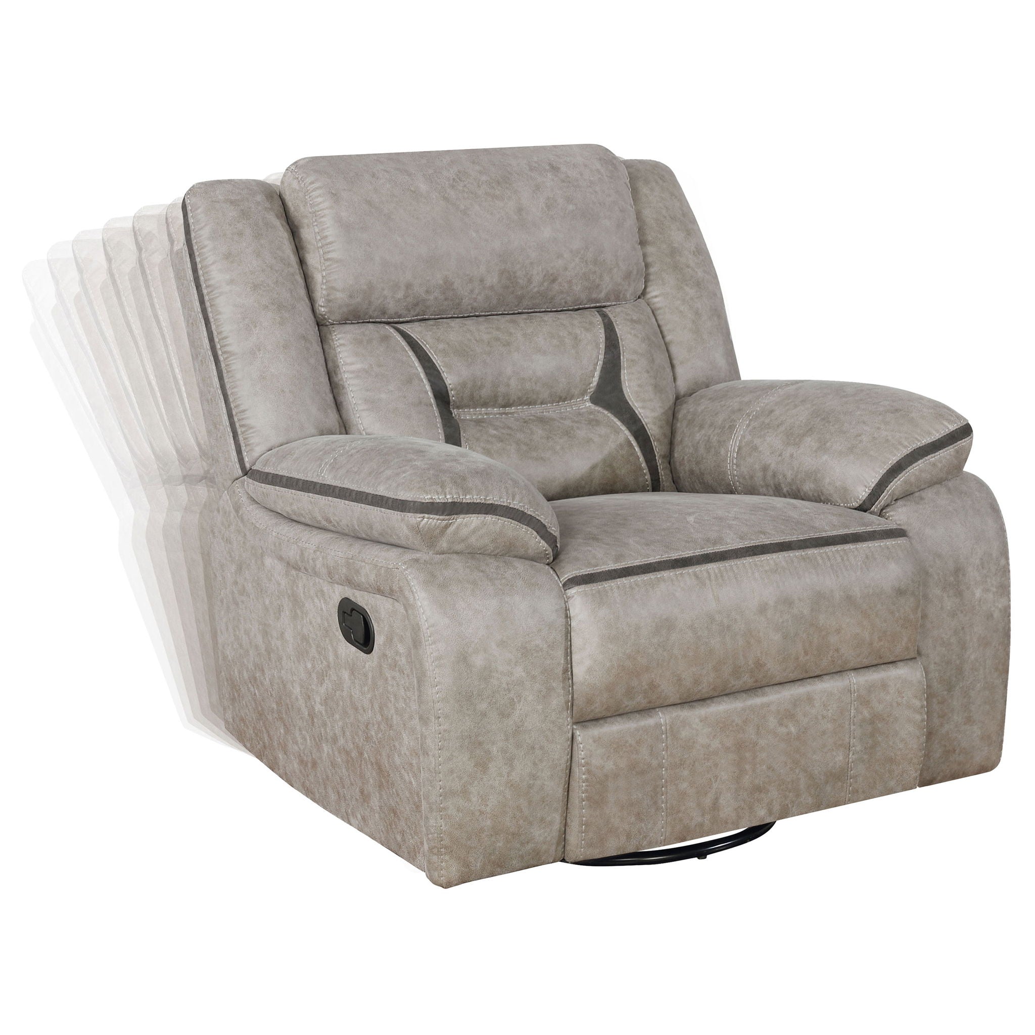 Greer Upholstered Swivel Glider Recliner Chair Taupe