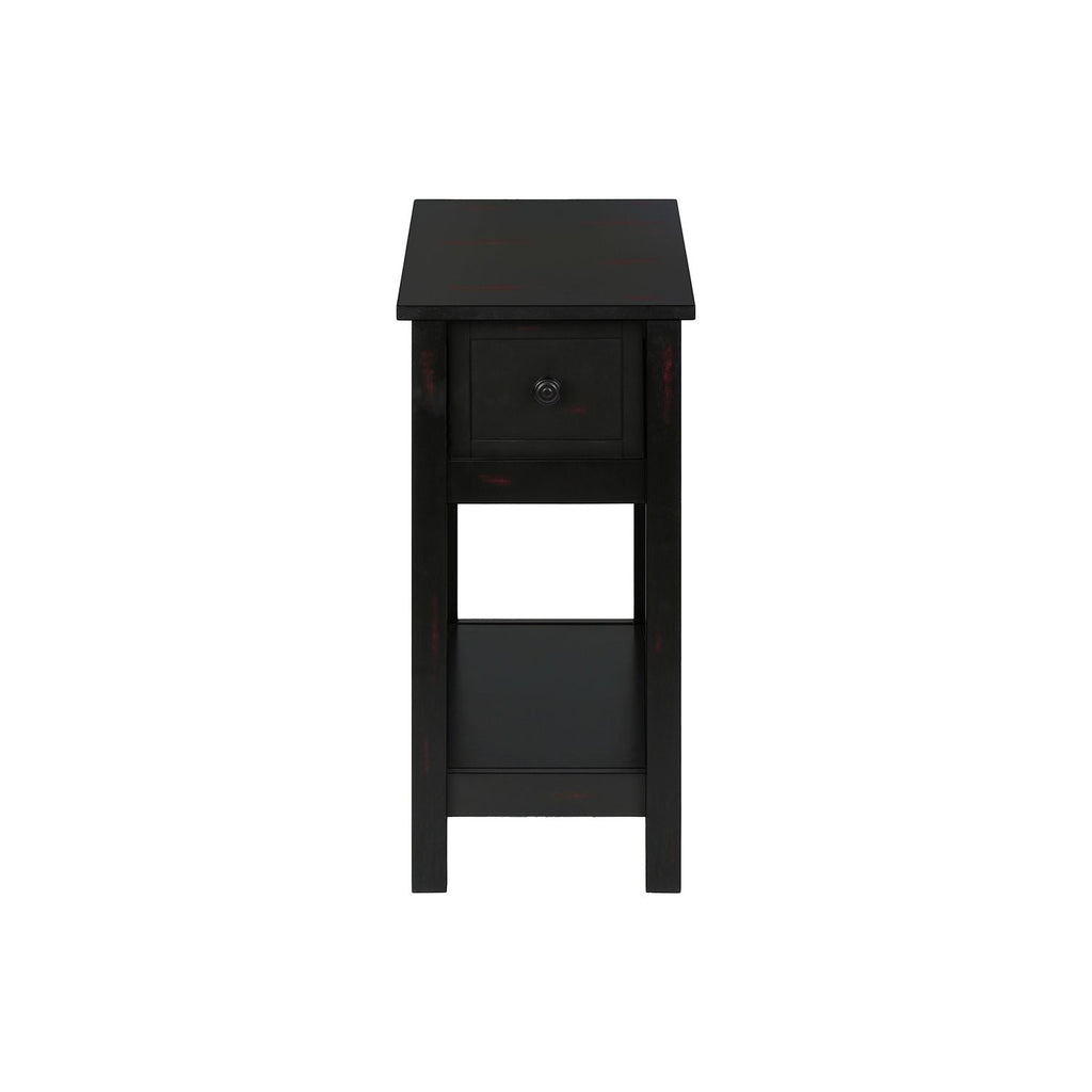 Accent End Table, 2 Tier, Narrow, Lamp, Storage Drawer, Charming Design