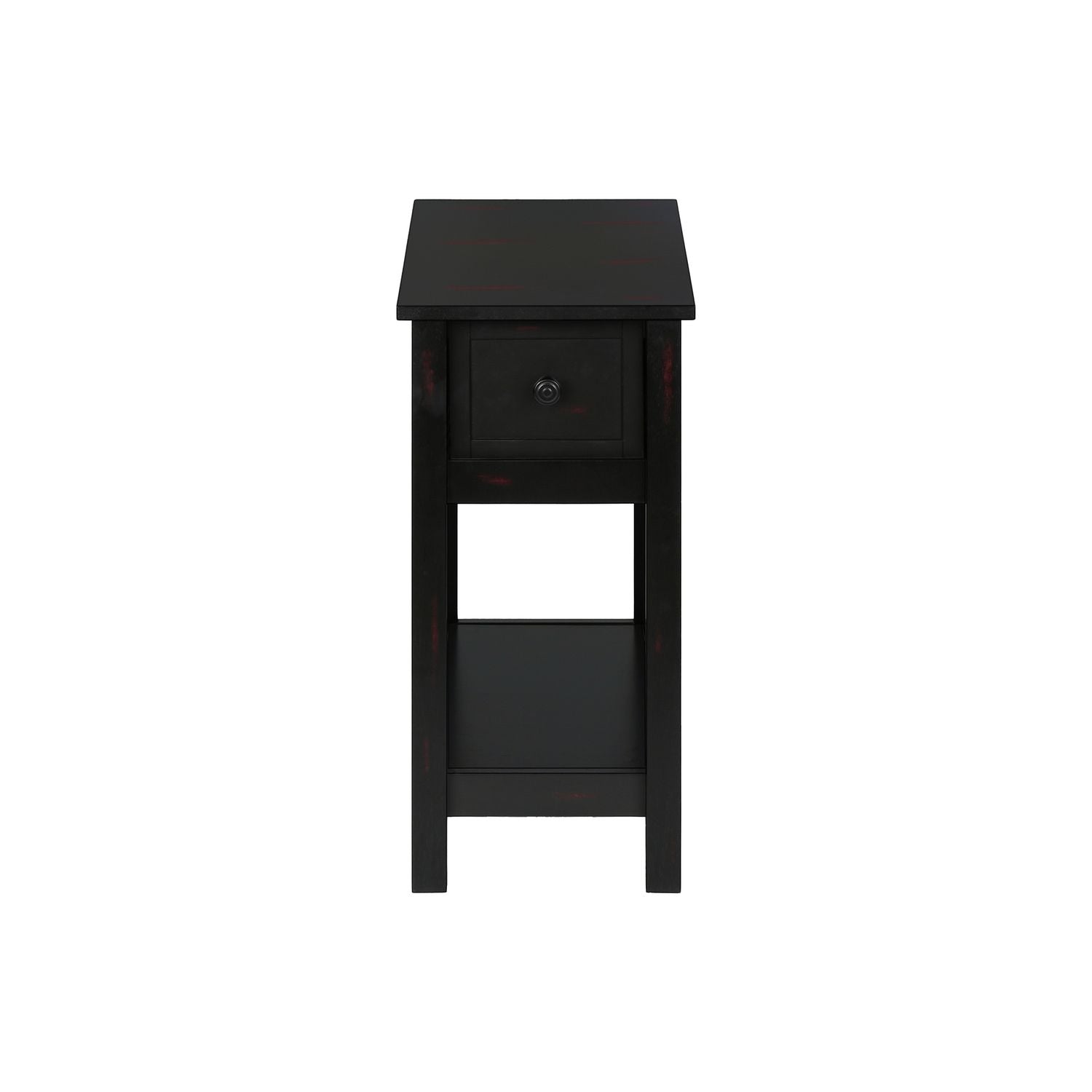 Accent End Table, 2 Tier, Narrow, Lamp, Storage Drawer, Charming Design