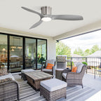 Flush Mount Ceiling Fan With Dimmable LED Light, 3 Blades, Reversible DC Motor Blades For Living Room
