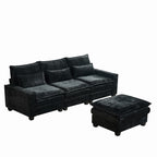 Modern Comfy L Shaped Sectional Sofa With Movable Ottoman