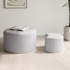 Upholstered Nesting Coffee Tables, Side Table, Footrest, Ottoman & Seat For Living Room Bedroom Entryway Office (Set of 2) - Beige