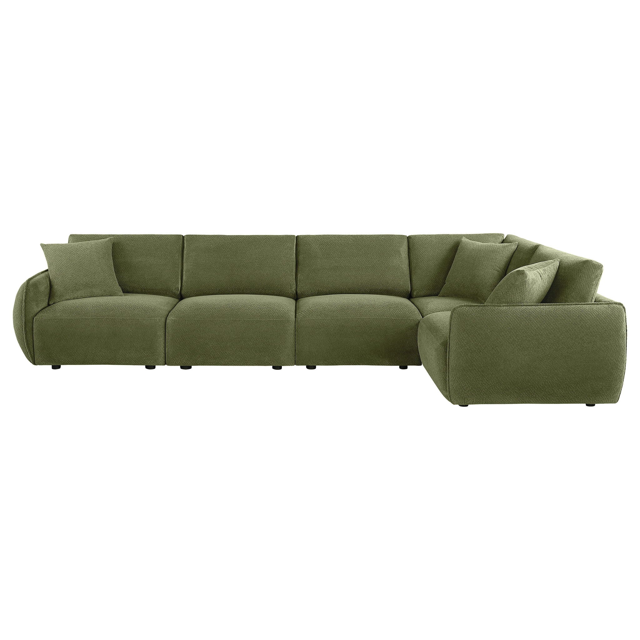 Elysia 5-piece Chenille Upholstered Modular Sectional Sofa Green