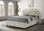 Marianna 4-drawer Upholstered Queen Storage Bed Cream