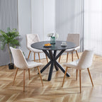 Table Mid-Century Dining Table For 4 - 6 People With Round Table Top, Pedestal Dining Table, End Table Leisure Coffee Table, Cross Leg