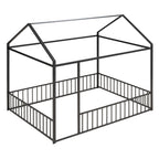 Metal Bed House Bed Frame With Fence