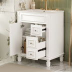 Bathroom Vanity With Sink, Compact Cabinet & 2 Drawers And Adjustable Shelf