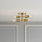 Ephemeral - 4 Lights Semi Flush Mount Ceiling Pendant - Antique Brass / Clear / Gold