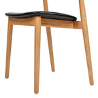 Raven - Stacking Sculpted Oak Dining Chair - Warm Natural Brown / Black