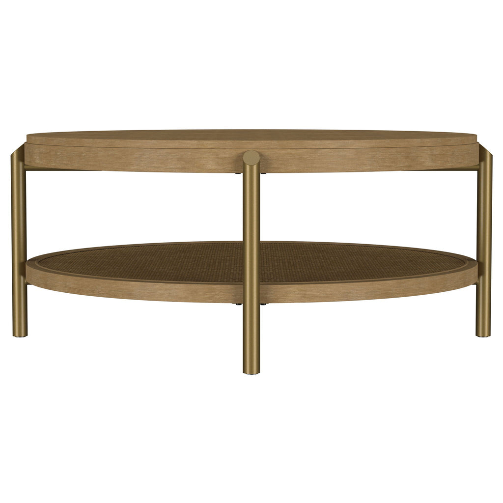 Arini Round Coffee Table With Storage Shelf Sand Wash
