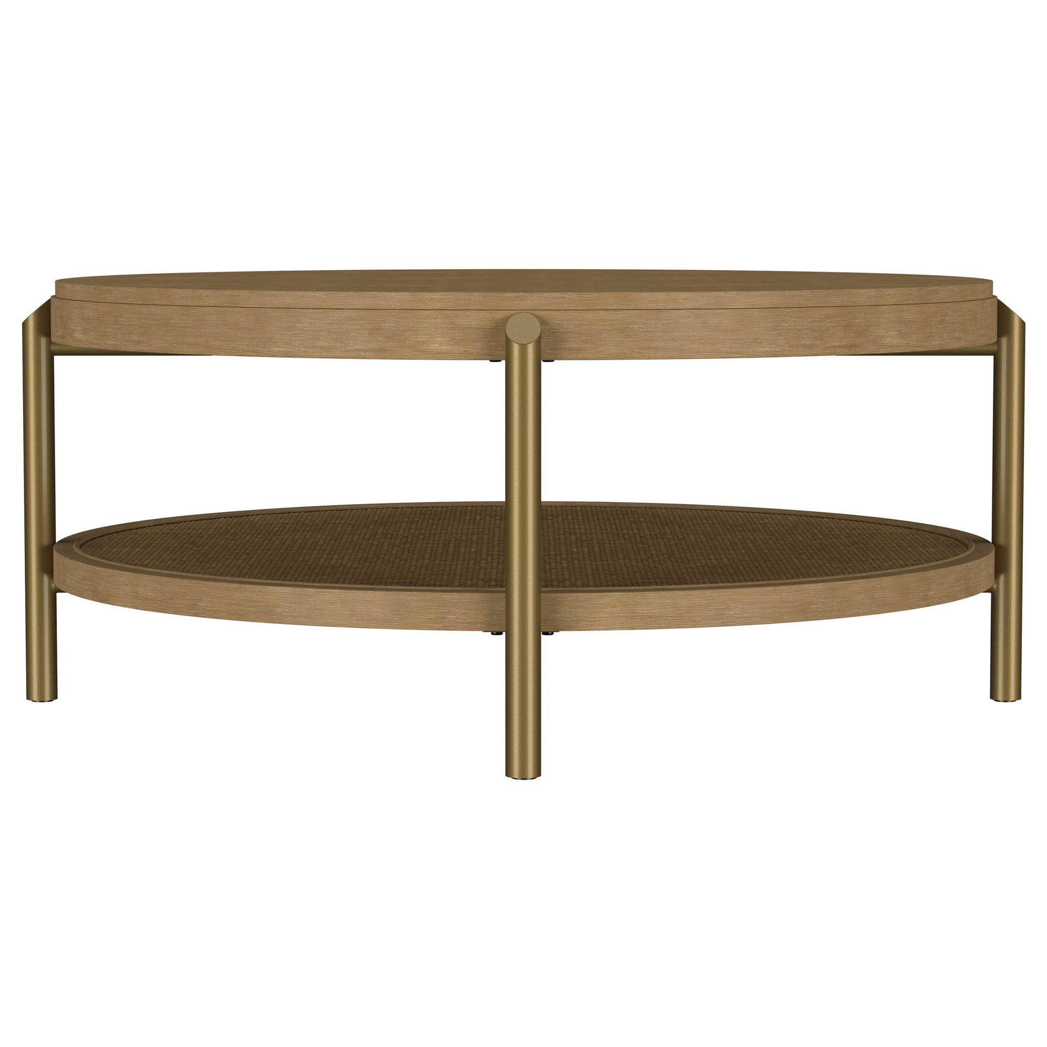Arini Round Coffee Table With Storage Shelf Sand Wash