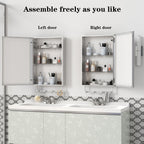 Medicine Cabinet, Wall Mounted Bathroom Mirror With Storage, Adjustable Shelves - Silver