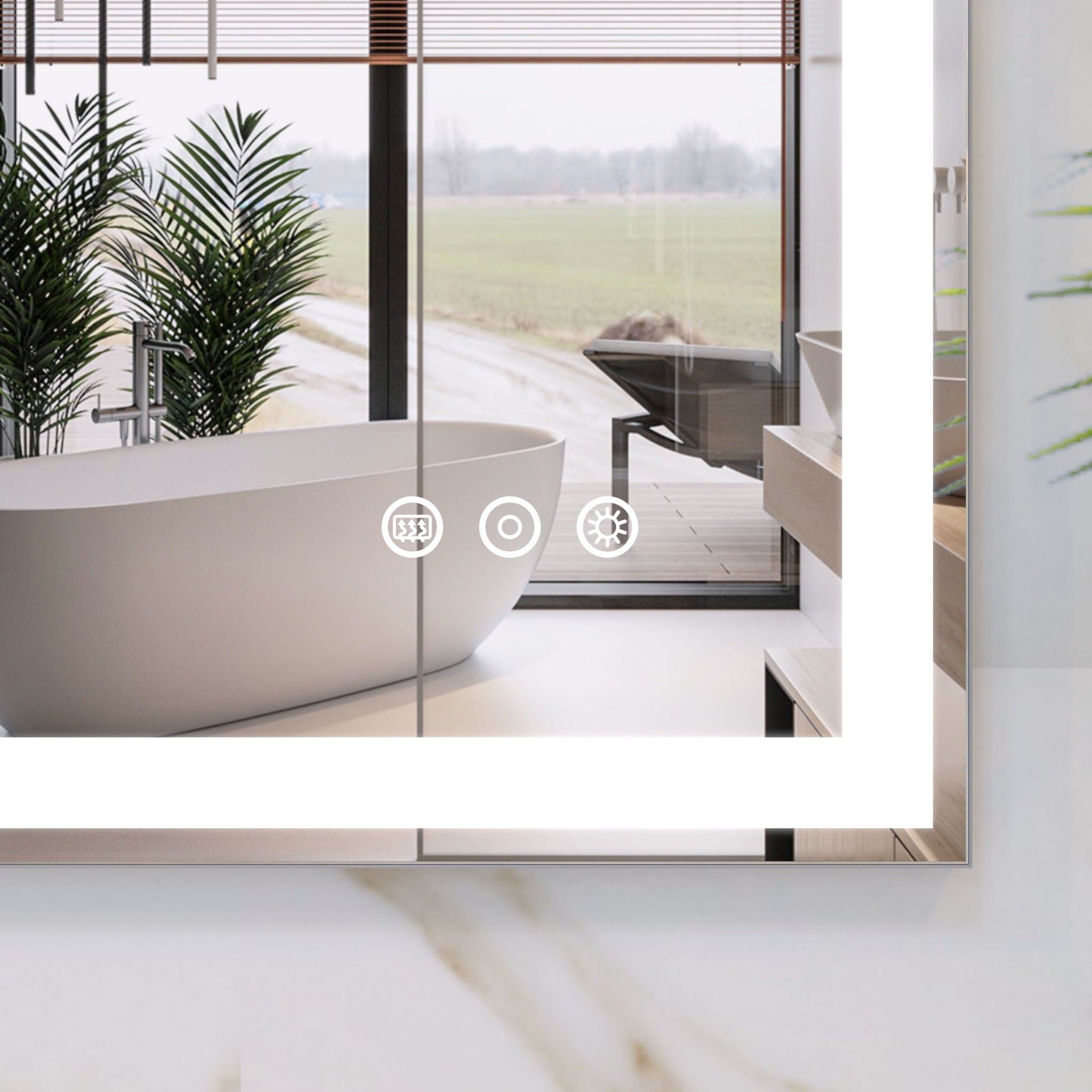 LED Bathroom Vanity Mirror Wall Mounted Adjustable / Warm / Natural Lights Anti-Fog Touch Switch With Memory Modern Smart Large Bathroom Mirrors