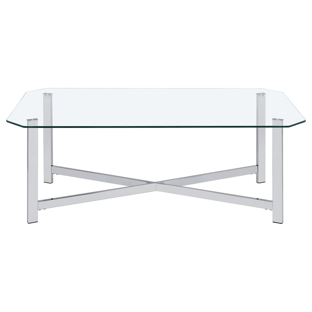 Cronin 3-piece Tempered Glass Top Coffee Table Set Chrome