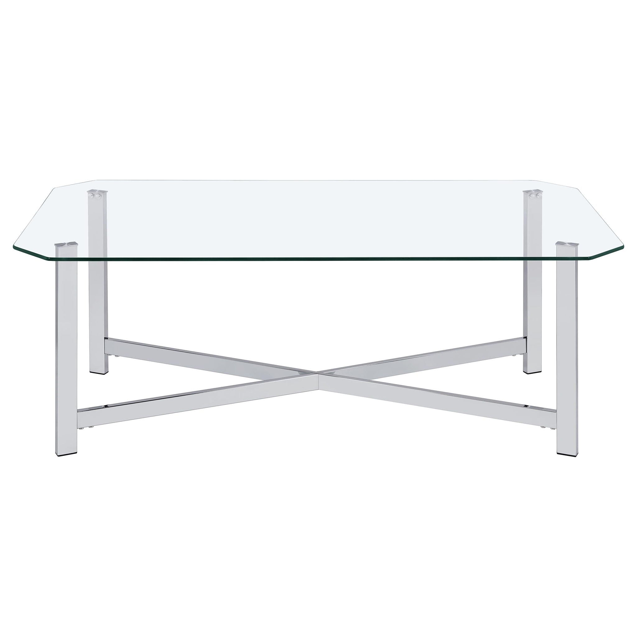 Cronin 3-piece Tempered Glass Top Coffee Table Set Chrome