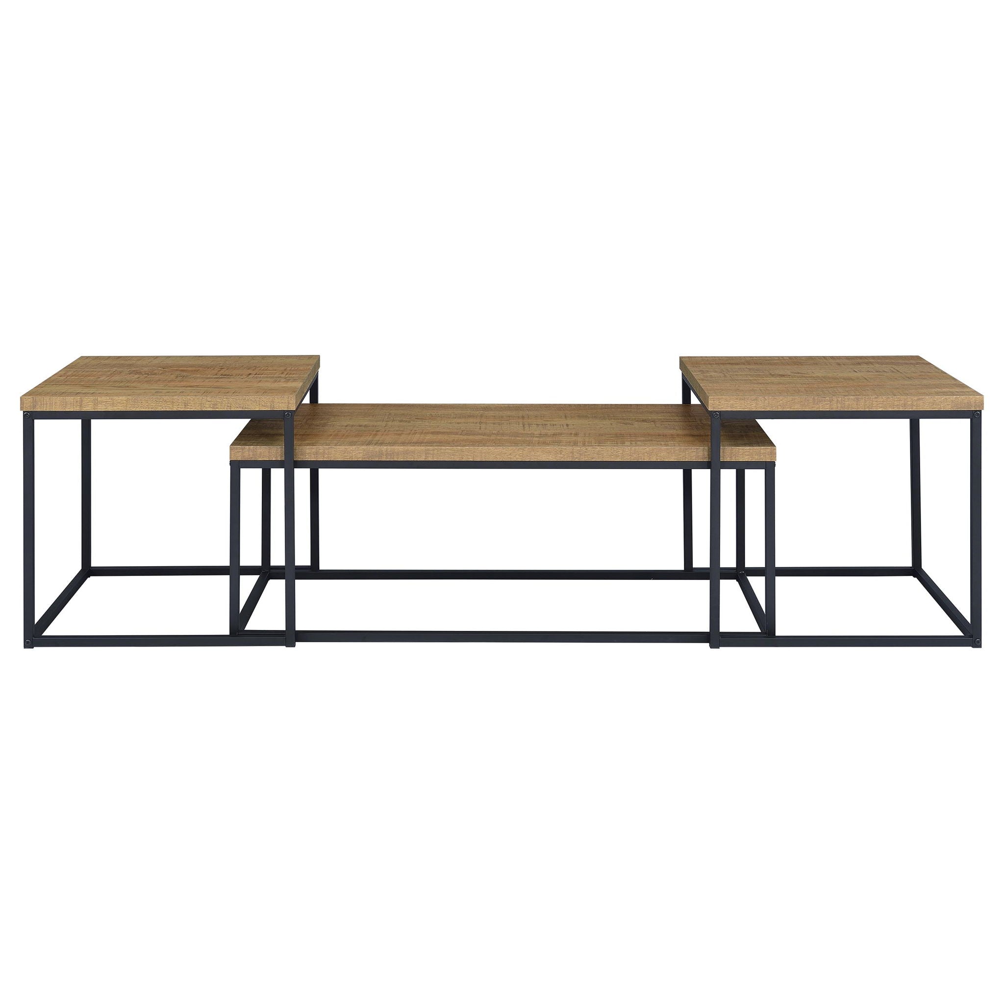 Straden 3-piece Engineered Wood Coffee Table Set Mango and Black