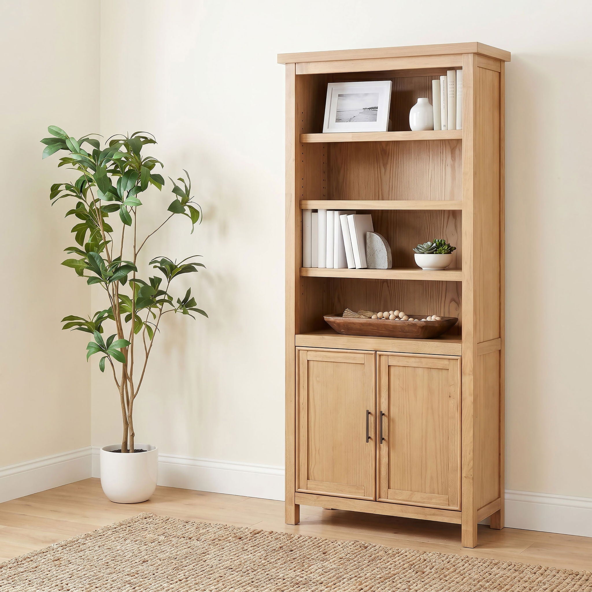 Vermes 72-inch 2-door Home Office Cabinet Bookcase Light Ash