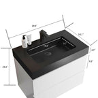 Alice - Bathroom Vanity With Large Storage, Sink, Wall Mounted