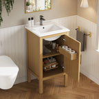 Bathroom Cabinet With Sink, Adjustable Shelf, Soft Closing Hinges - Natural Wood
