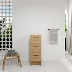 Slim Freestanding Bathroom Storage Cabinet, 3 Drawers - Light Oak