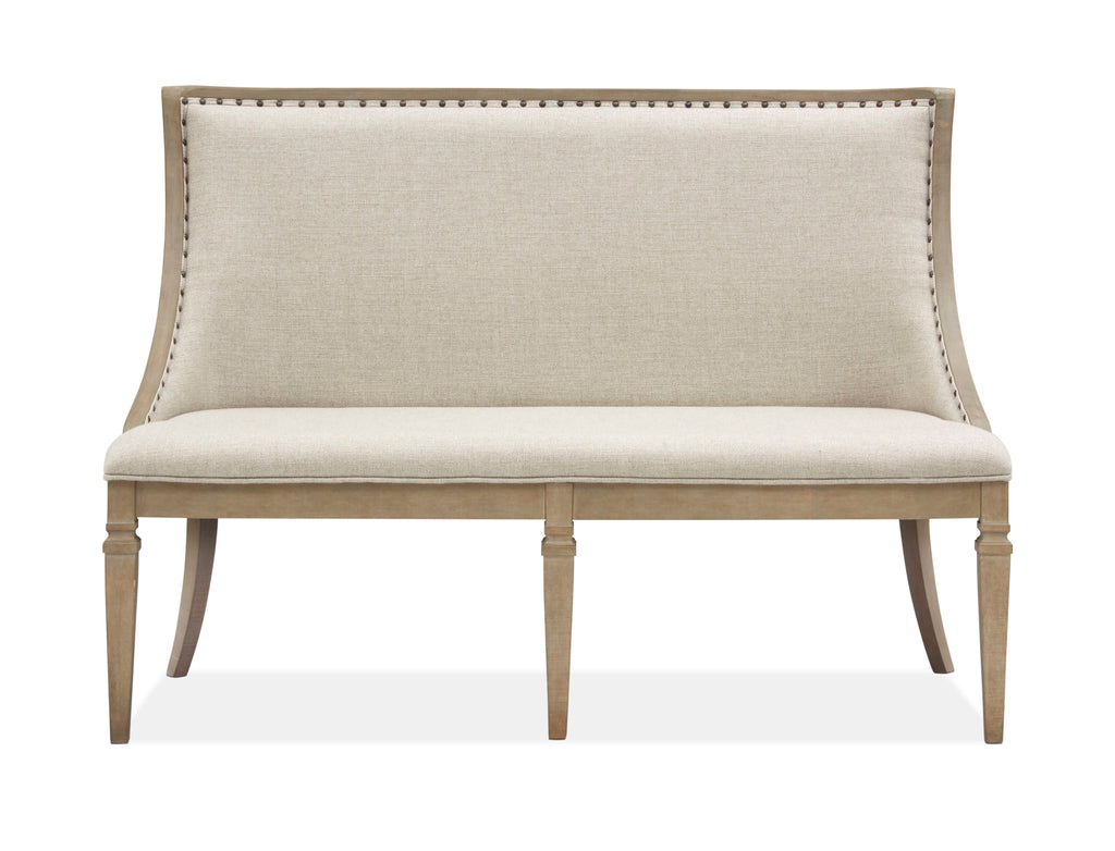 Lancaster - Bench With Upholstered Seat & Back - Dovetail Gray