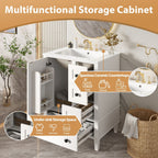 Bathroom Vanity With Integrated Basin, Soft Close Drawers, Door Mounted Double Layer Shelf