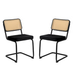 Rattan Side Accent Dining Chairs With Painted Legs (Set of 2)