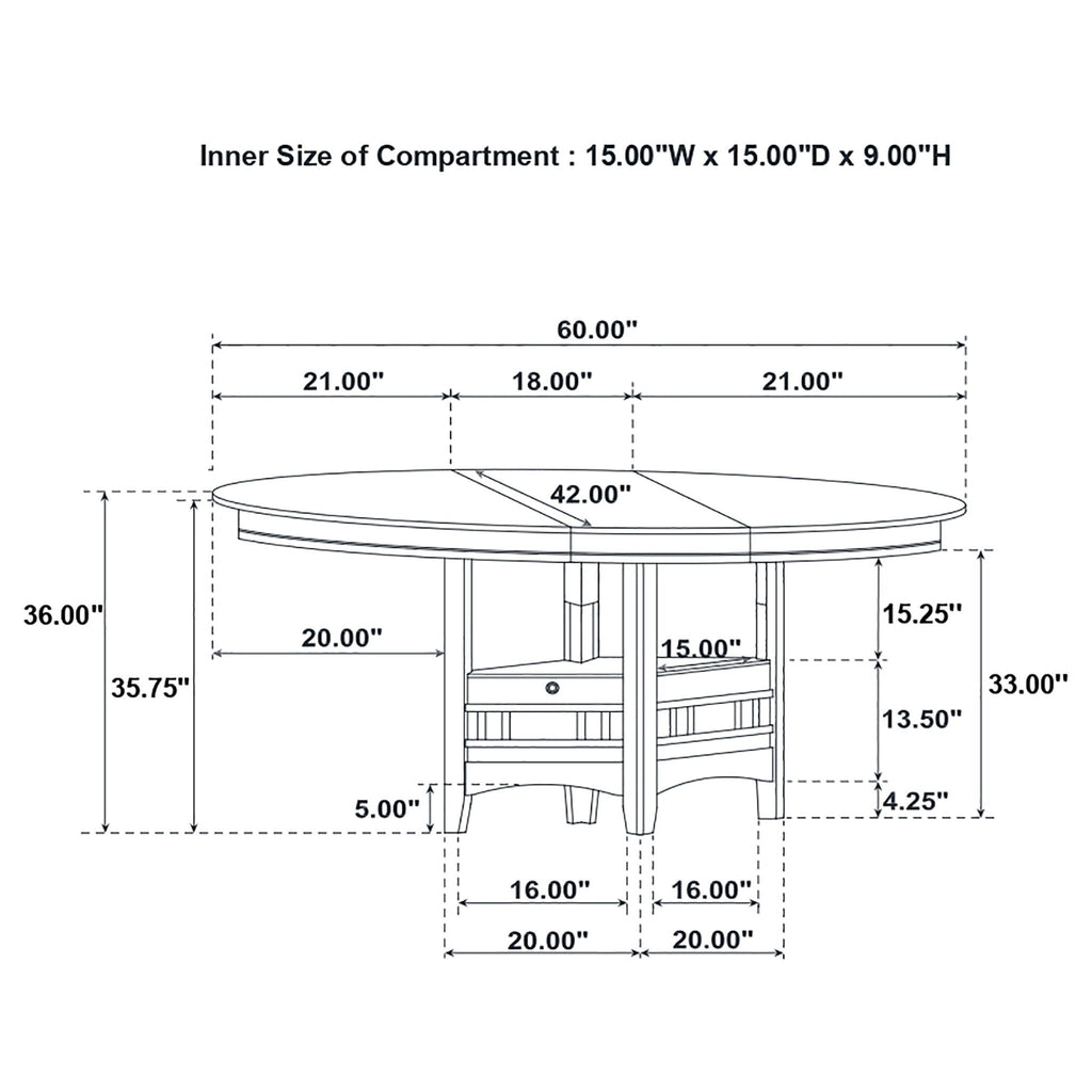 Lavon Oval 60-inch Counter Height Extension Dining Table Chestnut