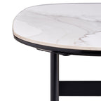 Modern Rectangular Rock Plate Coffee Table Open Space Design Golden Metal Frame Minimalist Living Room Center Table For Lounge Office - Black White