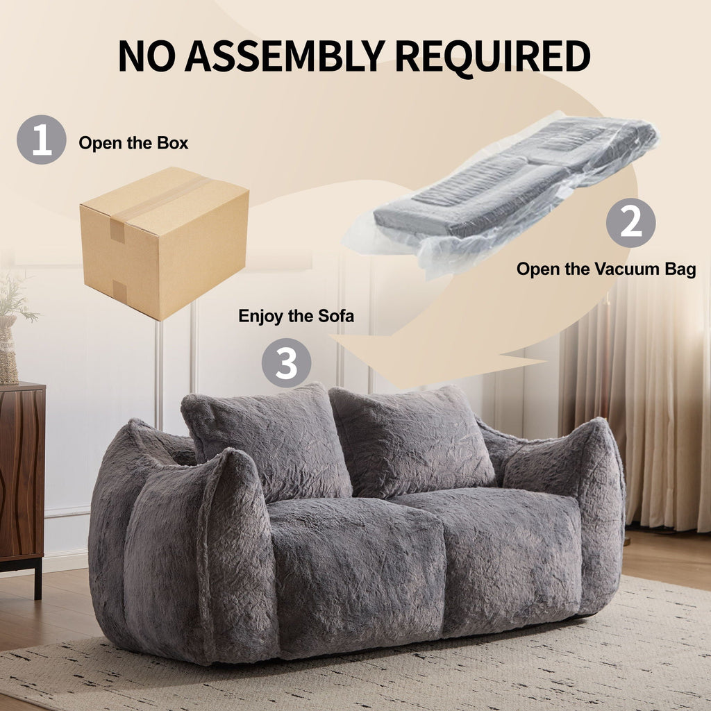 Giant Bean Bag Couch, Ultra Soft Fluffy Loveseat For Living Room