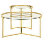 Delia 2-Piece Round Glass Top Nesting Coffee Table Gold