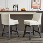 Upholstered Swivel Bar Stools With Ergonomic Design (Set of 2) - Cream White