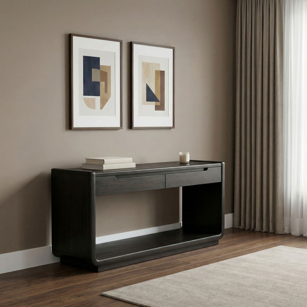 Leandro 2-drawer Entryway Sofa Console Table Burnished Black