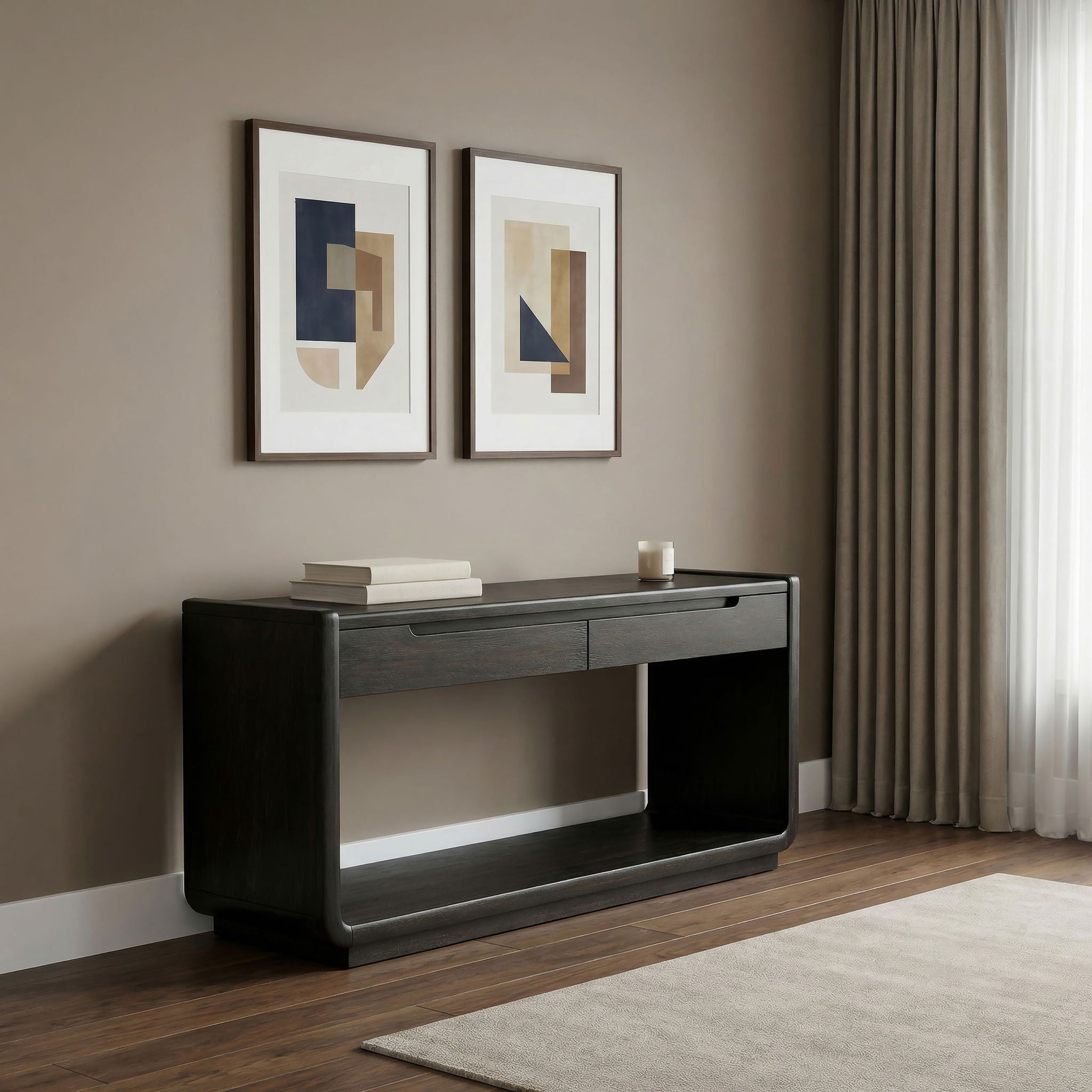 Leandro 2-drawer Entryway Sofa Console Table Burnished Black