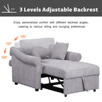 Convertible Sleeper Chair With Adjustable Backrest, 3 In 1 Lounger Chair Turns Into Bed, Single Bed For Living Room