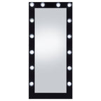 Zayan 32 x 71 Inch Floor Mirror LED Lighting Black Gloss