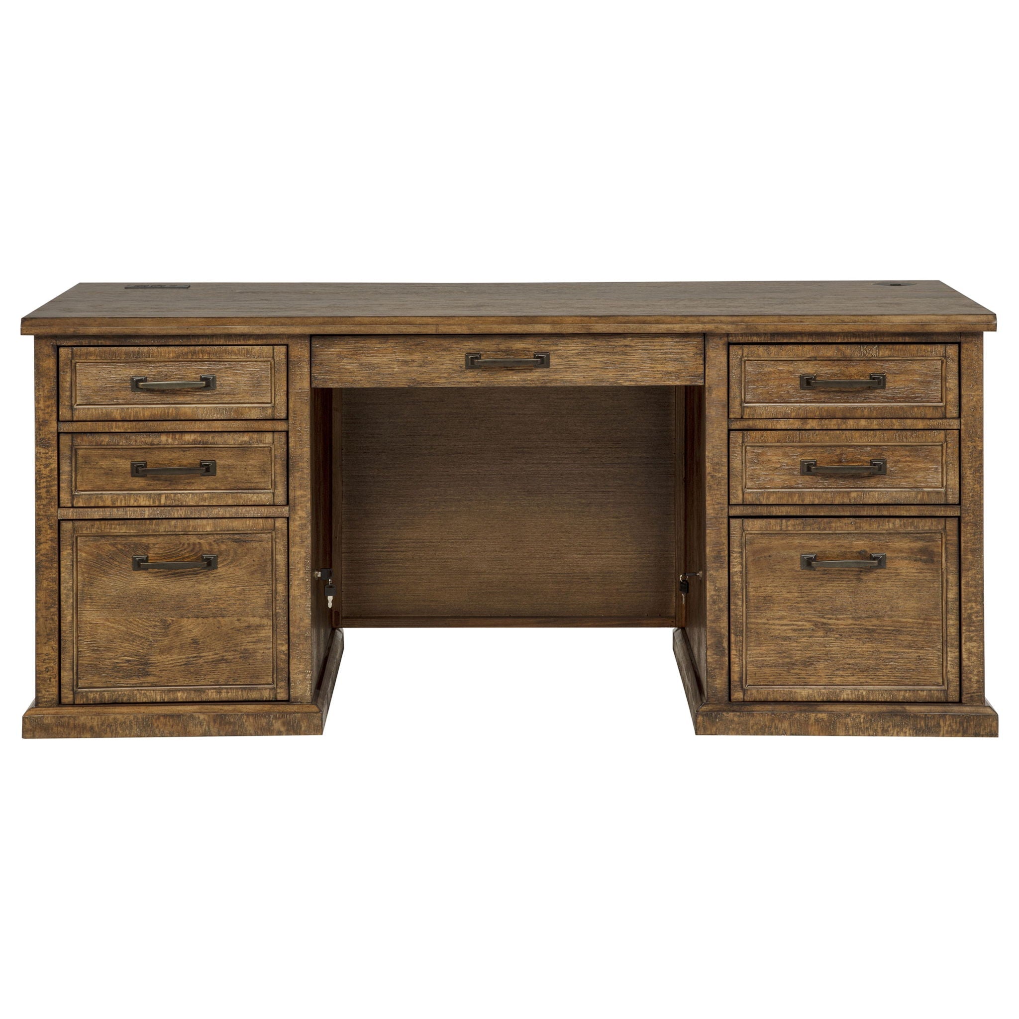 Altidore 68-inch 7-drawer Executive Home Office Desk Distressed Brown