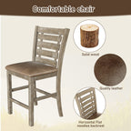 5 Pieces Set Counter Table Set Square Counter Table Solid Wood Modern Farmhouse Rustic Look Distressed Look - Grayish Brown