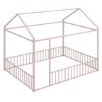 Metal Bed House Bed Frame With Fence