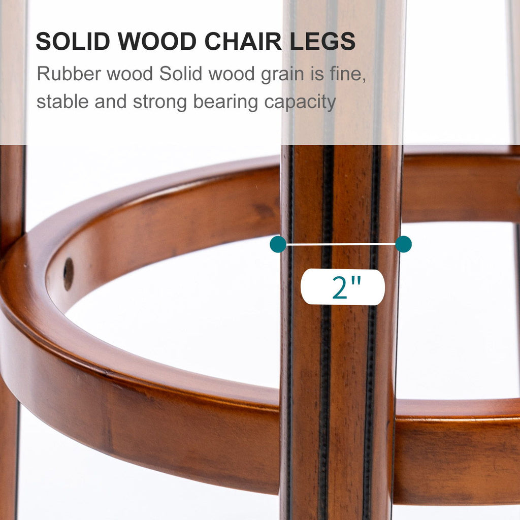 Seat Height 26'' Cow Top Wooden Bar Stool, 360 Degree Swivel Bar Height Chair With Backs For Home Kitchen Counter