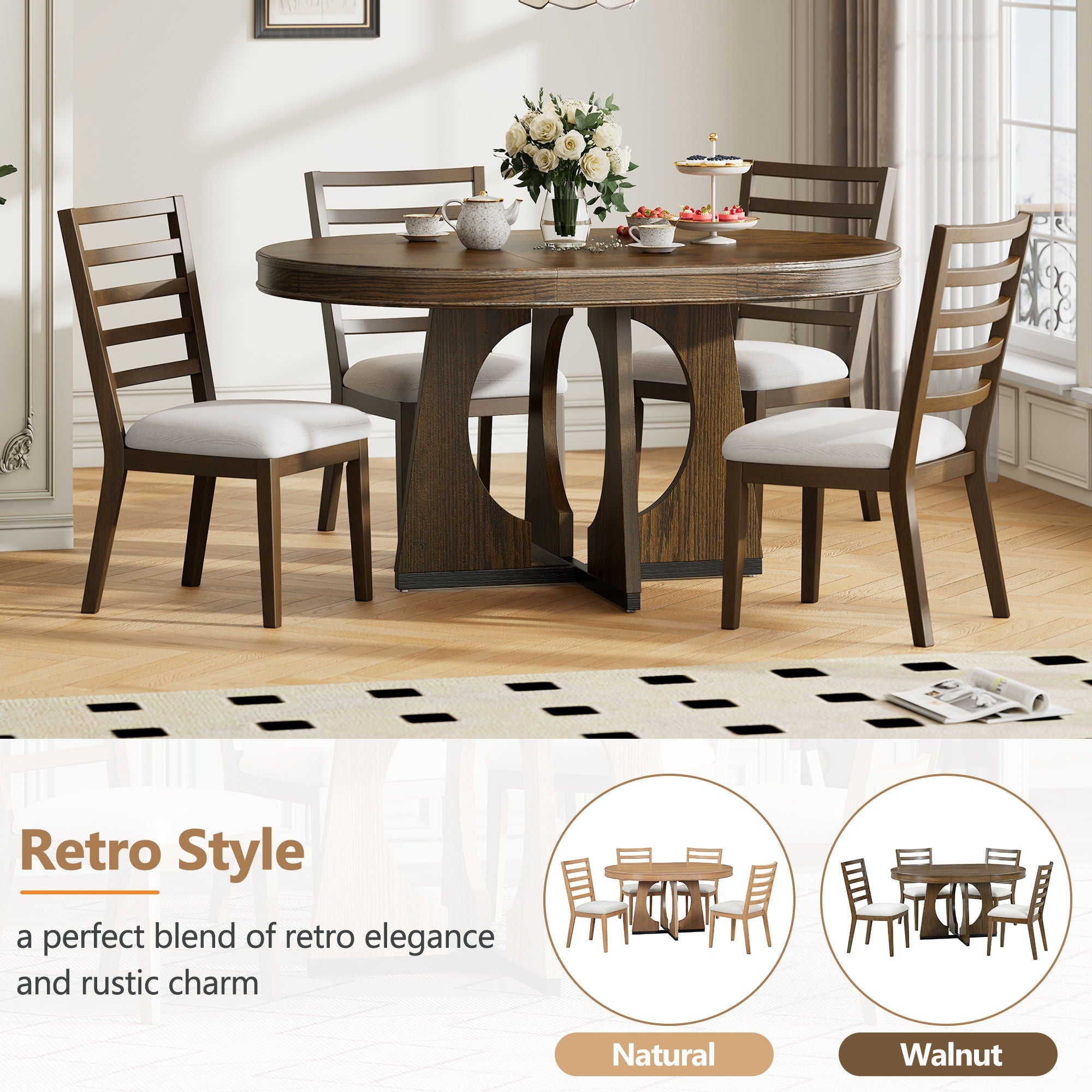 Round Dining Table Set For 4 With Chairs