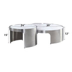Abilene - Nesting Coffee Table Set - Marble Top & Brush Silver