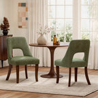 Upholstered Dining Chair With Curved Legs (Set of 2) - Green