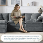 Modular Sectional With Deep And Wide Seat, Cloud Couch Set With Double Cushions Sofa With Movable Ottoman