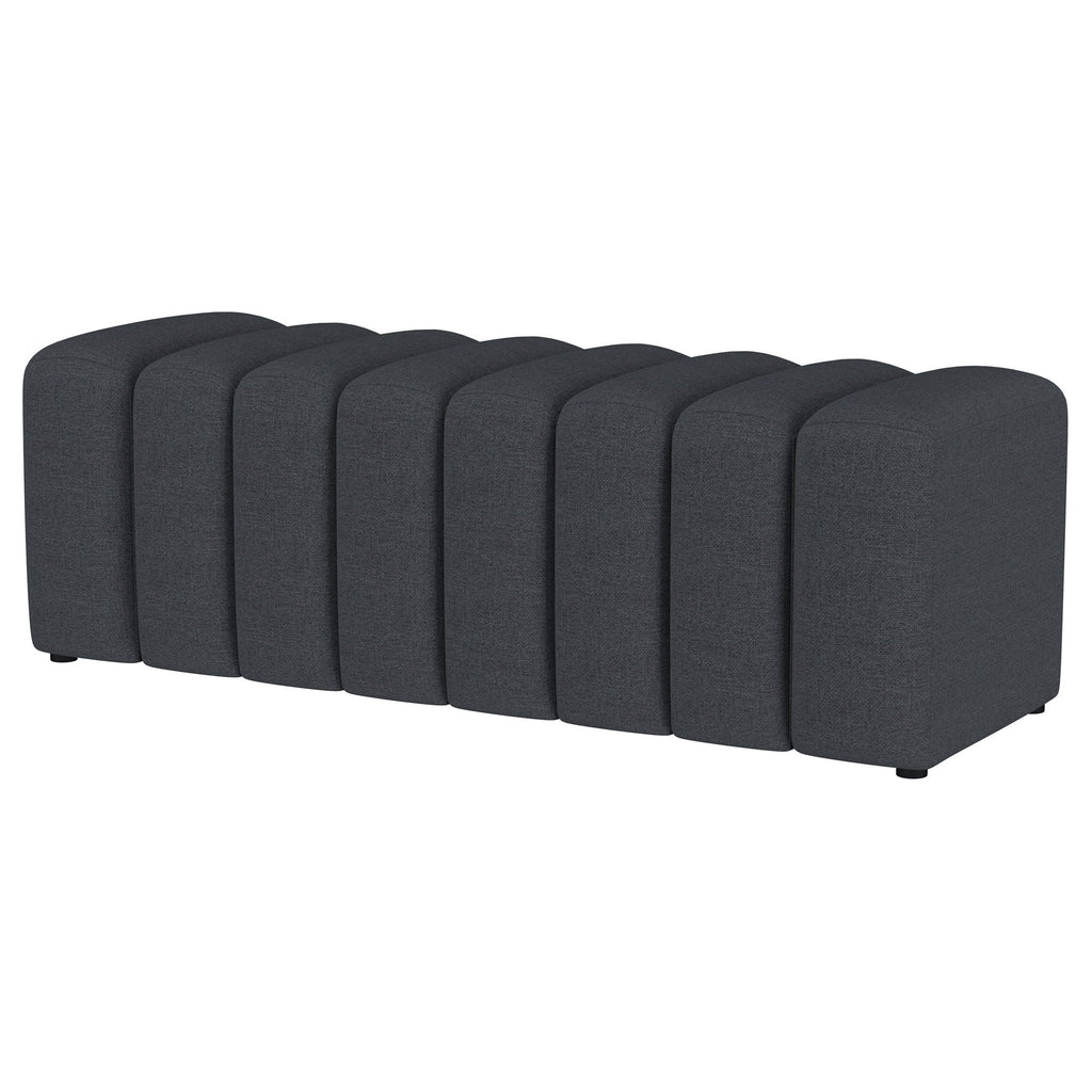 Summer Fabric Upholstered Tufted Accent Bench Charcoal