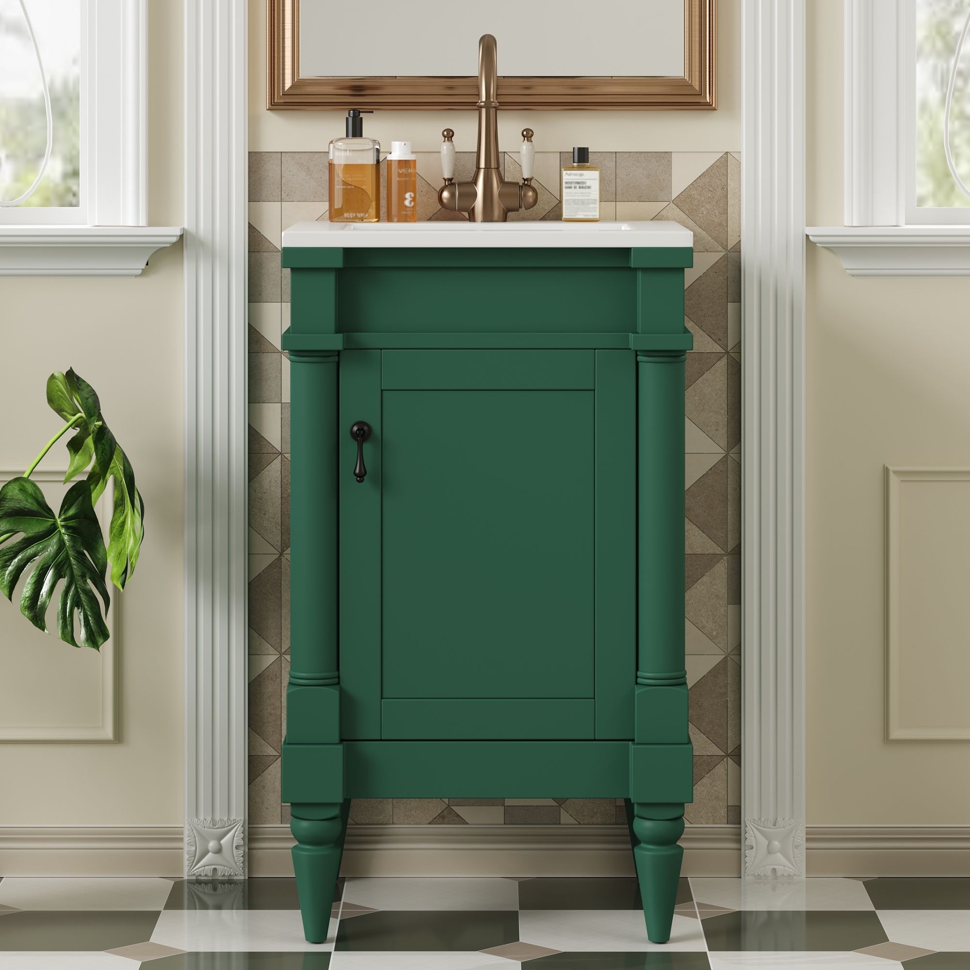 Bathroom Vanity With Sink, Storage Cabinet With Door, Drop In Sink, Compact Freestanding Design